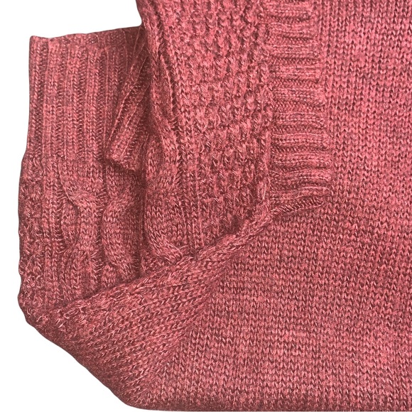 Forever 21 Womens Size S Cable Knit Sweater Cowl Neck Short Sleeve Burgundy - Picture 6 of 11